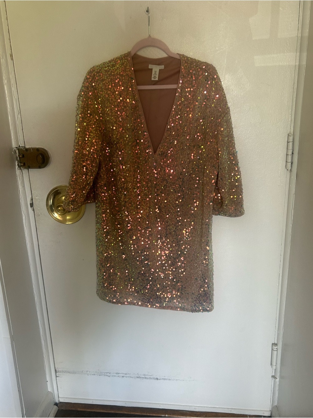 Zara Rose Gold Sequin Midi Dress